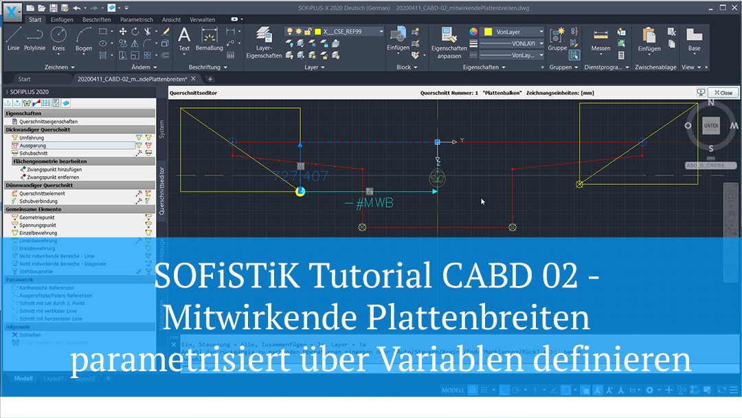 SOFiSTiK Tutorial CABD 02 - Mitwirkende Plattenbreiten parametrisiert über Variablen definieren