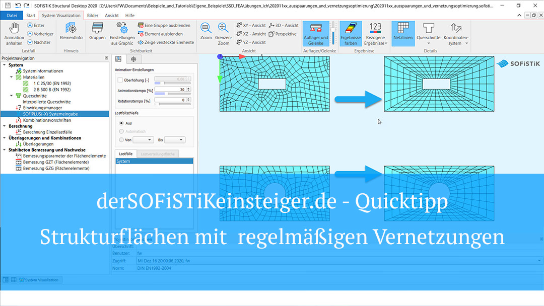 SOFiSTiK Quicktipp - Strukturflächen mit regelmäßigen Vernetzungen