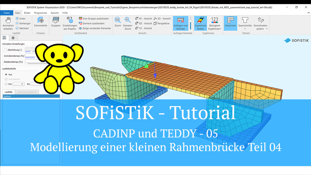 SOFiSTiK Tutorial - CADINP und TEDDY 05 - Modellierung einer kleinen Rahmenbrücke Teil 04
