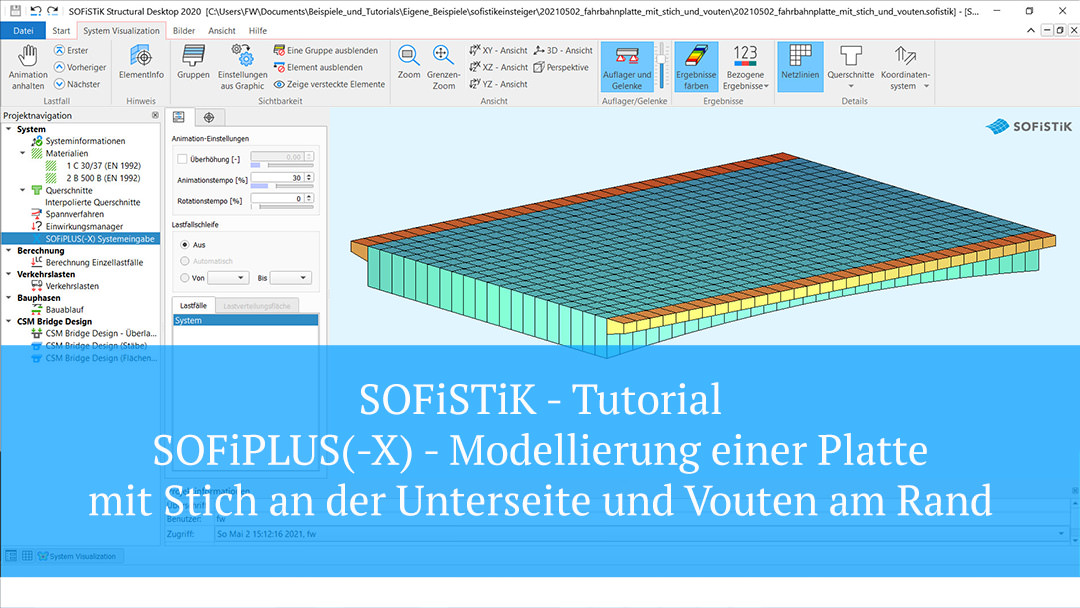 SOFiSTiK Tutorial - SOFiPLUS(-X) Modellierung einer Platte mit Stich an der Unterseite und Vouten am Rand