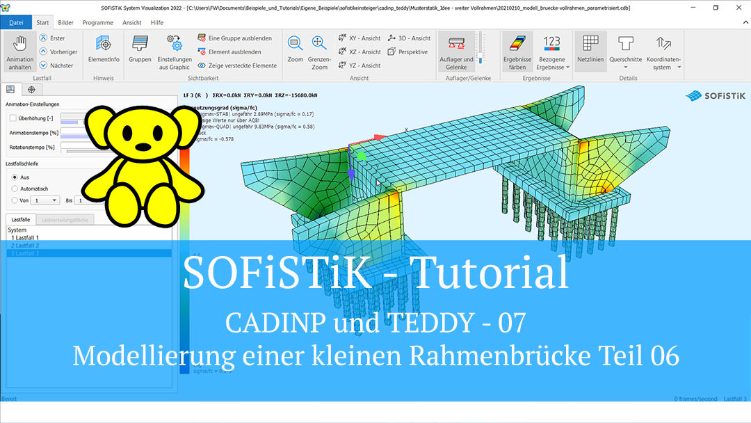 SOFiSTiK Tutorial - CADINP und TEDDY 07 - Modellierung einer kleinen Rahmenbrücke Teil 06