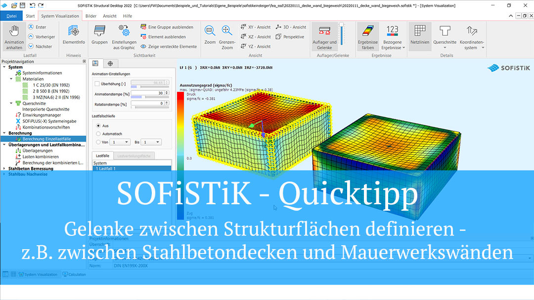 SOFiSTiK Quicktipp - Gelenke zwischen Strukturflächen definieren