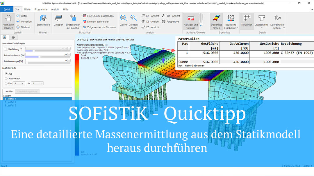 SOFiSTiK Quicktipp - Eine detaillierte Massenermittlung aus dem Statikmodell heraus durchführen
