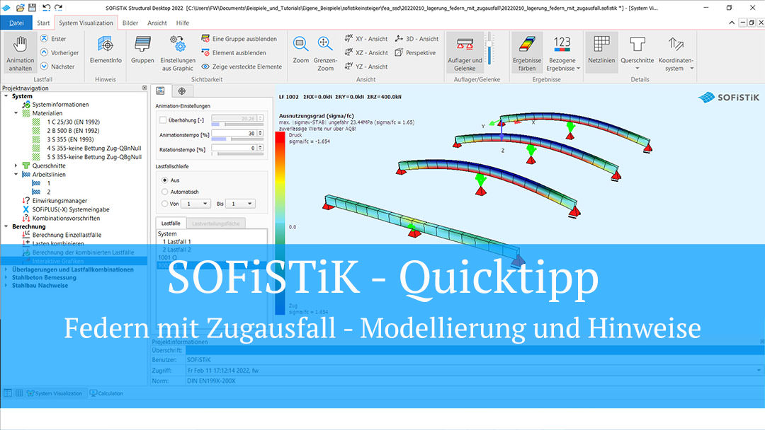 SOFiSTiK Quicktipp - Federn mit Zugausfall - Modellierung und Hinweise