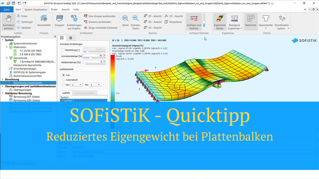 SOFiSTiK Quicktipp - Reduziertes Eigengewicht bei Plattenbalken