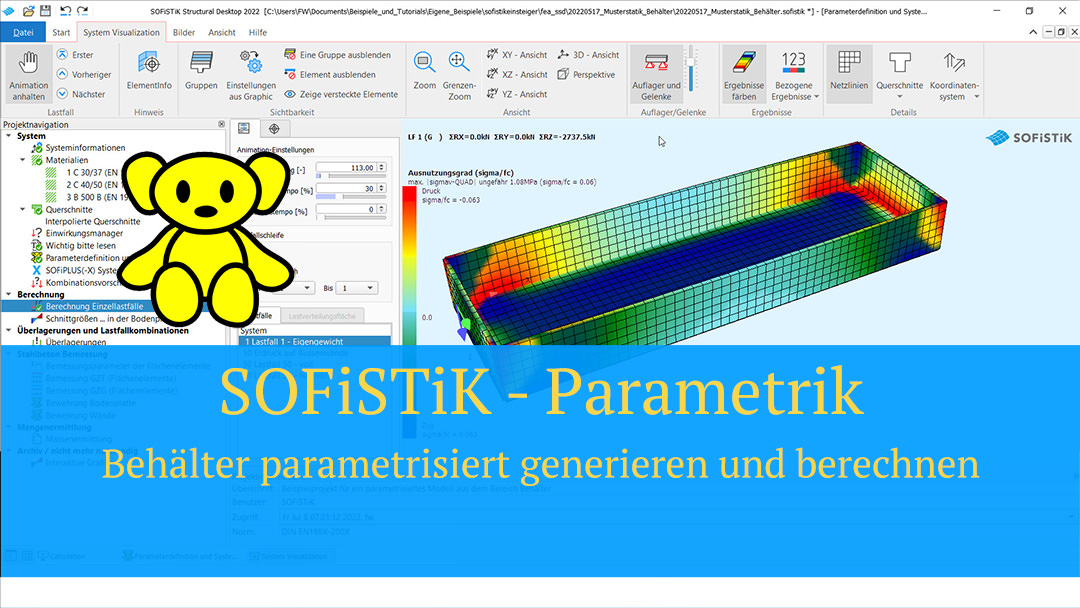 SOFiSTiK Parametrik - Behälter parametrisiert generieren und berechnen